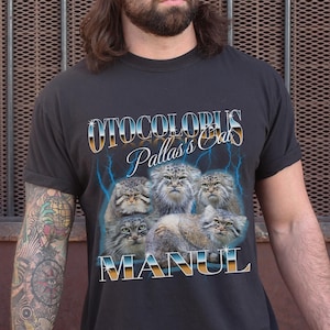 Grumpy Pallas\&\#39;s Cat 90s bootleg rap style tee. Funny gift for animal lover, fan of Pallas cats