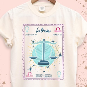 Camiseta do signo de Libra, camiseta de astrologia, roupa do signo solar, presente de aniversário para horóscopo, camiseta da temporada de Libra