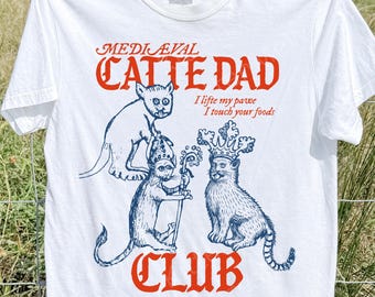 Medieval Cat Dad Shirt | Weirdcore Catte Illustrations Tee, Comfort Colors Vintage Graphic T-Shirt