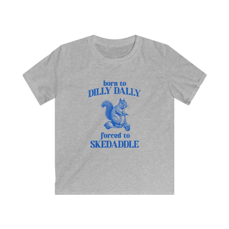 Squirrel Scooter Kids T-Shirt: Funny Meme Youth Tee Sport Grey