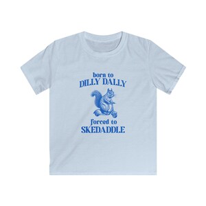 Squirrel Scooter Kids T-Shirt: Funny Meme Youth Tee Light Blue