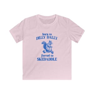 Squirrel Scooter Kids T-Shirt: Funny Meme Youth Tee Light Pink