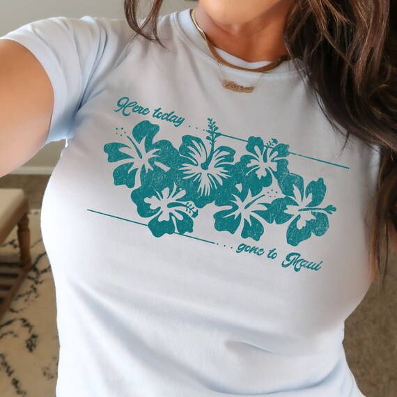 Maui Vintage T-Shirt: Surf Hibiscus Flower Tee Maui Vintage T-Shirt: Surf Hibiscus Flower Tee