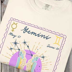 T-shirt Tweelingen sterrenbeeld, astrologie-T-shirt, verjaardagscadeau voor Tweelingen, horoscoopkleding, uniseks kleding sterrenbeeld, mode hemels thema
