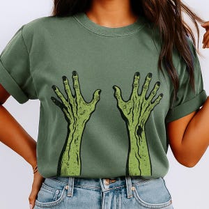 Offensive Zombie Hands Halloween Shirt, Funny Retro Horror Tee