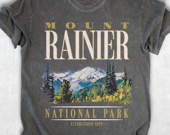 zet regenachtiger T-shirt op | Retro jaren 90 National Park-T-shirt, cadeau staat Washington, T-shirt Pacific Northwest
