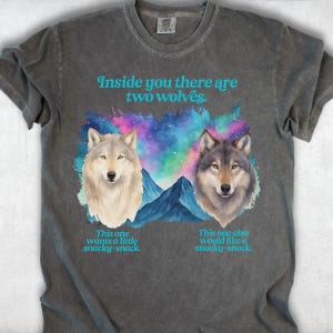 Two Wolves Snack Lover Comfort Colors T-Shirt | Retro Dog Mom Dad Gift