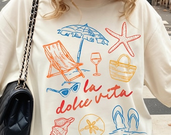 La Dolce Vita Comfort Colors Shirt | Amalfi Coast Italian Summer Tee, Retro Mediterranean Sketch