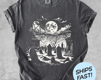 T-shirt med Halloween-motiv: Retro läskiga komfortfärger