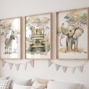 Set of posters safari watercolor for children's room