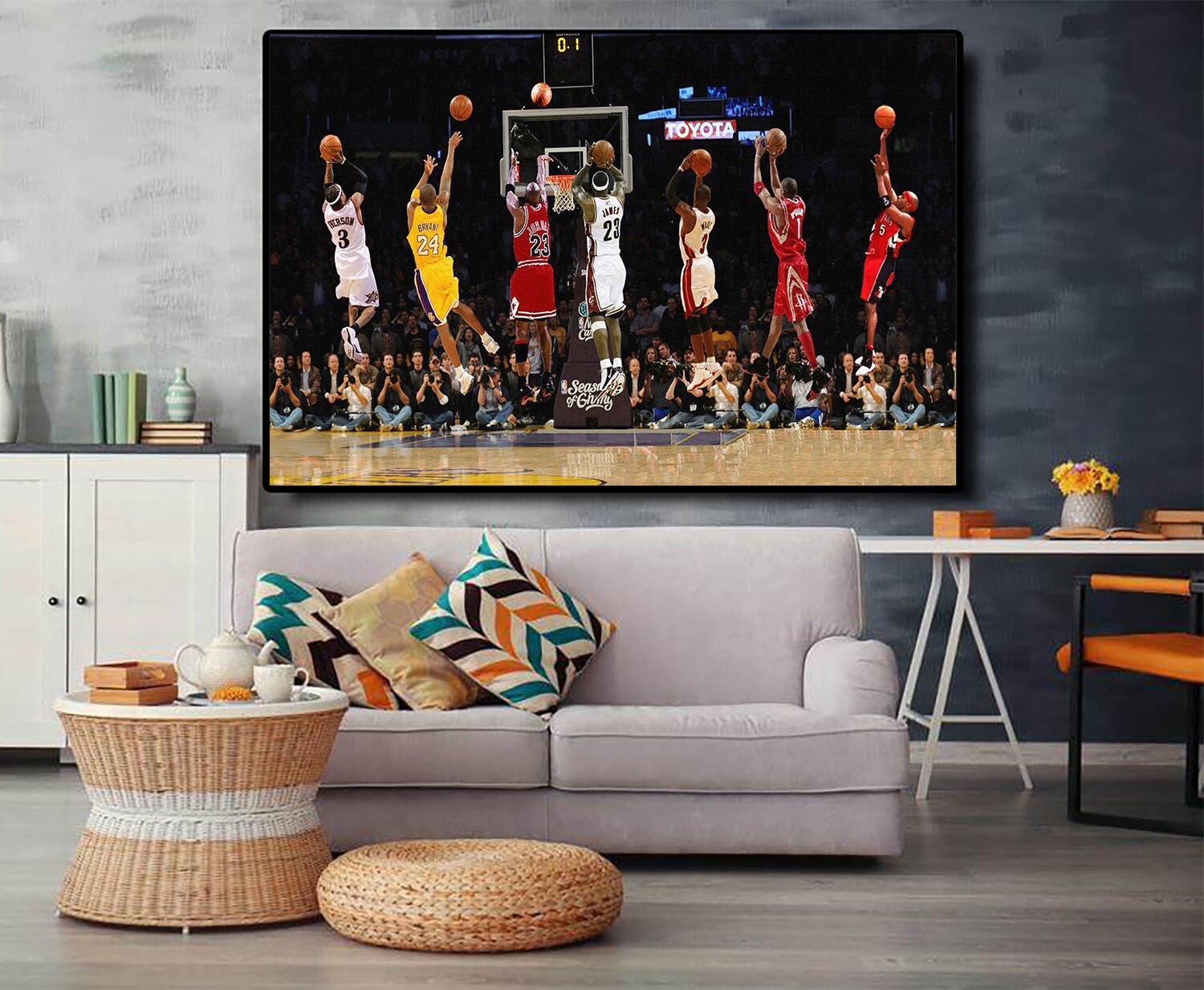 Vintage estilo enmarcado canvas wall art NBA All Time Legend Etsy
