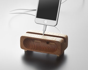 Cell phone wooden amplifier, portable speaker, iphone holder, docking or charging station, passive amplifier, ash, oak wood, Christmas gift