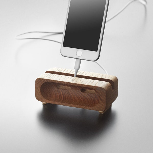 Support en bois d'amplificateur de haut-parleur de téléphone portable pour le cadeau d'affaires de station de charge mobile d'iphone