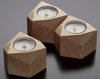 Wooden hexagonal doorknobs, Candle tea light, Tea Light Candle Holders, Wood Candle Holder, Candle holder, decoration
