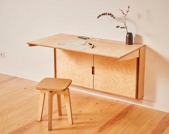 Foldable Wall Desk with Storage – Stylish Workspace for Home & Study. Fold, store, and work with ease—your everyday desk made simple.