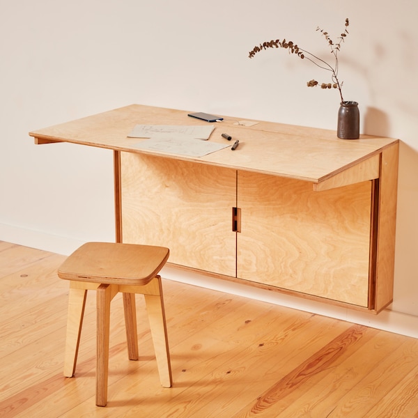 Foldable Wall Desk with Storage – Stylish Workspace for Home & Study. Fold, store, and work with ease—your everyday desk made simple.
