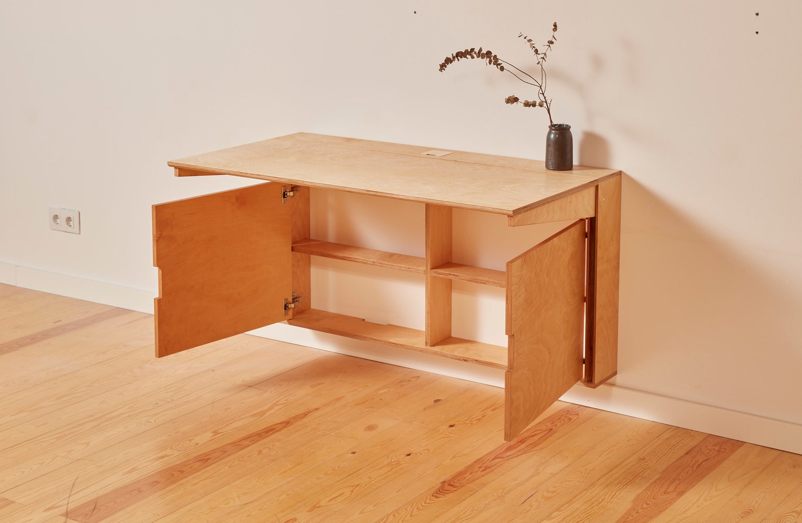 Wood Folding Desk With Storage Folding Work Space Home Etsy
