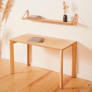 Wooden desk to work from home, birch plywood furniture,  modern desk to study, european wood home office desk, computer desk, kitchen table