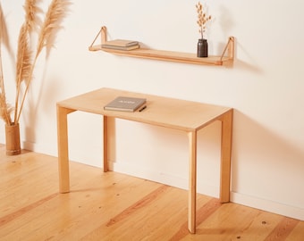 Wooden desk to work from home, birch plywood furniture,  modern desk to study, european wood home office desk, computer desk, kitchen table