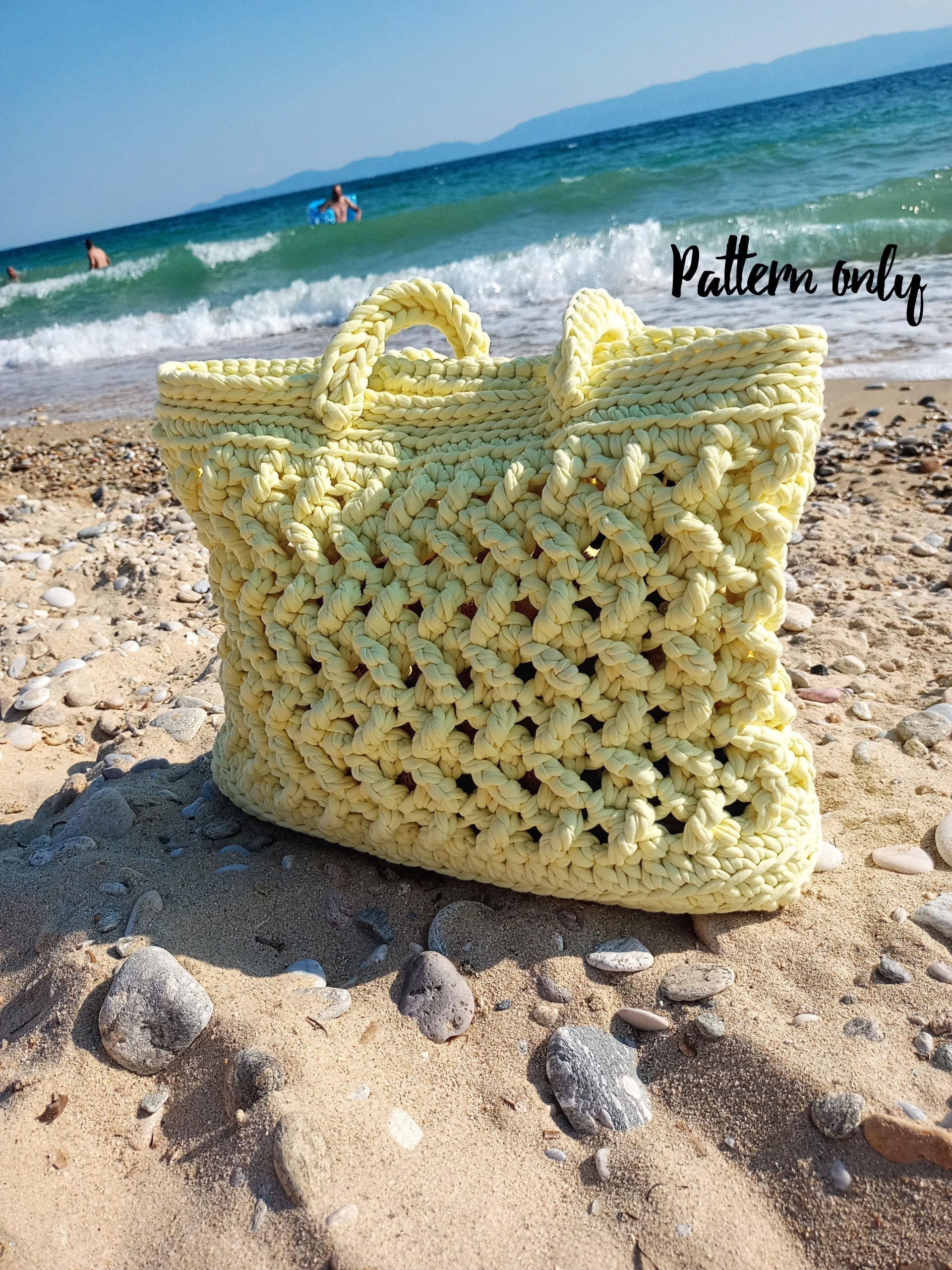 Crochet beach bag PATTERN for women cute crochet tote bag Etsy