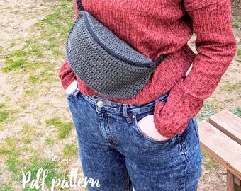 Crochet fanny pack PATTERN, waist bag pattern, belt bag, fanny pack for men