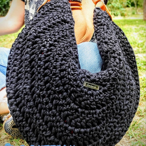 Crochet bag PATTERN, slouchy hobo bag pattern, tote bag pattern, half moon bag