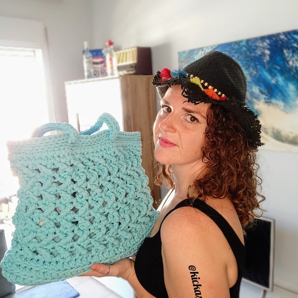 Crochet aesthetic tote bag PATTERN, trendy summer tote bag, grocery bag pattern, boho bags for women