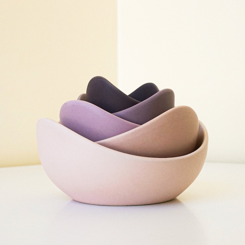 Ceramic Lotus Bowls Full Set Pink