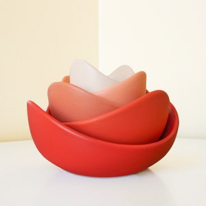 Ceramic Lotus Bowls Full Set Red