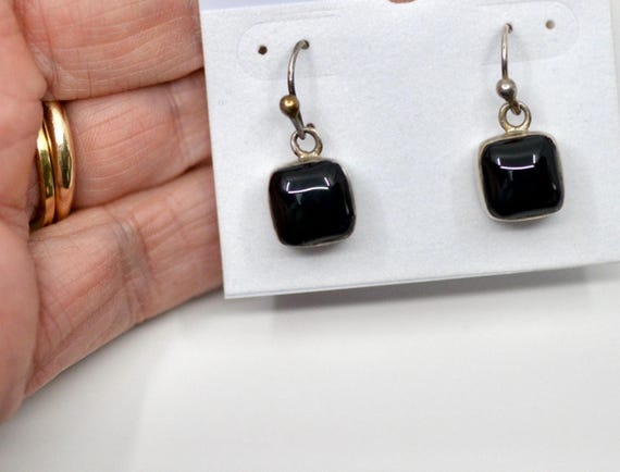 Sterling Silver Onyx Square Sugar Stack Earrings,… - image 4