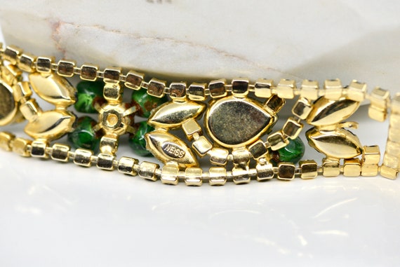 Fabulous MCM Weiss Signed Green Jeweled Bracelet,… - image 6