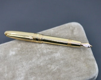 Vintage Carolee Fountain Pen Brooch, Calligraphy Goldtone Pen with Rhinestones, Collectible