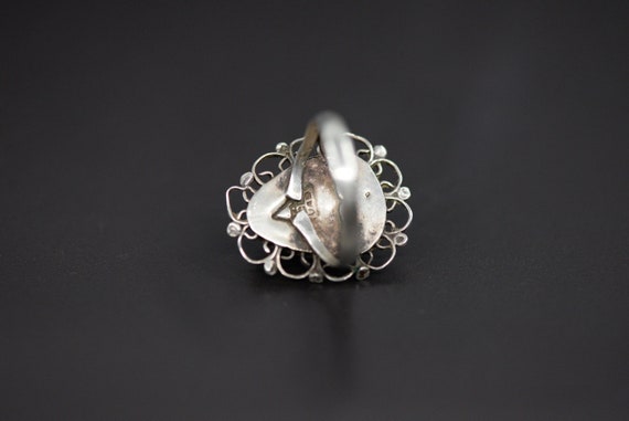 Vintage Sterling Silver Green Onyx Ring, Carved T… - image 3