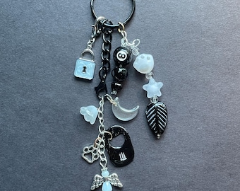 Porte-clés noir et blanc, accessoire de breloques et de breloques