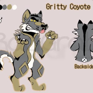 Fursona Adopt OC Ref Sheet, Gritty Coyote