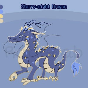 Fursona Adopt OC Ref Sheet, Starry-night Dragon