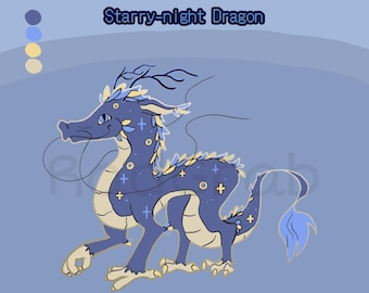 Fiche d'adoption Fursona OC, dragon nuit étoilée