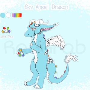 Fursona Adopt OC Ref Sheet, Sky Angel Dragon