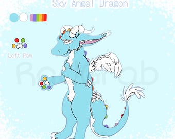 Feuille de référence Fursona Adopt OC, Sky Angel Dragon