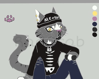 Feuille Adopt OC, Fursona, Grunge Kitty