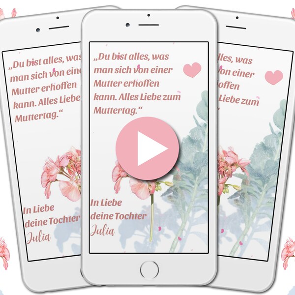 Digitale Grußkarte zum Muttertag als eCard, Muttertag Karte, Personalisierte Animierte Karte, Persönliche Videobotschaft, Muttertag Blumen
