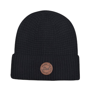 Hatphile Dad The Man The Myth The Legend Leather Patch Knit Beanie Toque