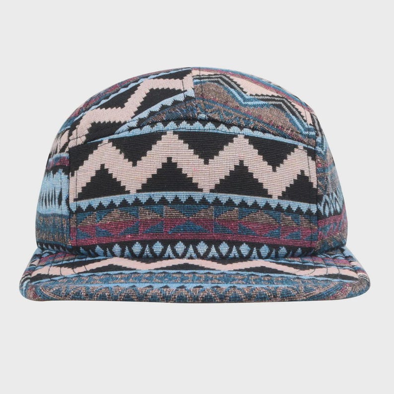 Hatphile Extra Large XL Patchwork Zigzag Jacquard 5 Panel Hat Camp Cap 7 1/2 60 cm Native Brown XL
