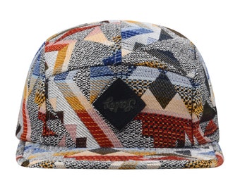 Hatphile Extra Large XL Patchwork Zigzag Jacquard 5 Panel Hat Camp
