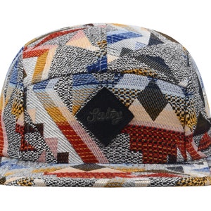 Hatphile Extra Large XL Patchwork Zigzag Jacquard 5 Panel Hat Camp Cap 7 1/2 60 cm Geo Red Salty XL