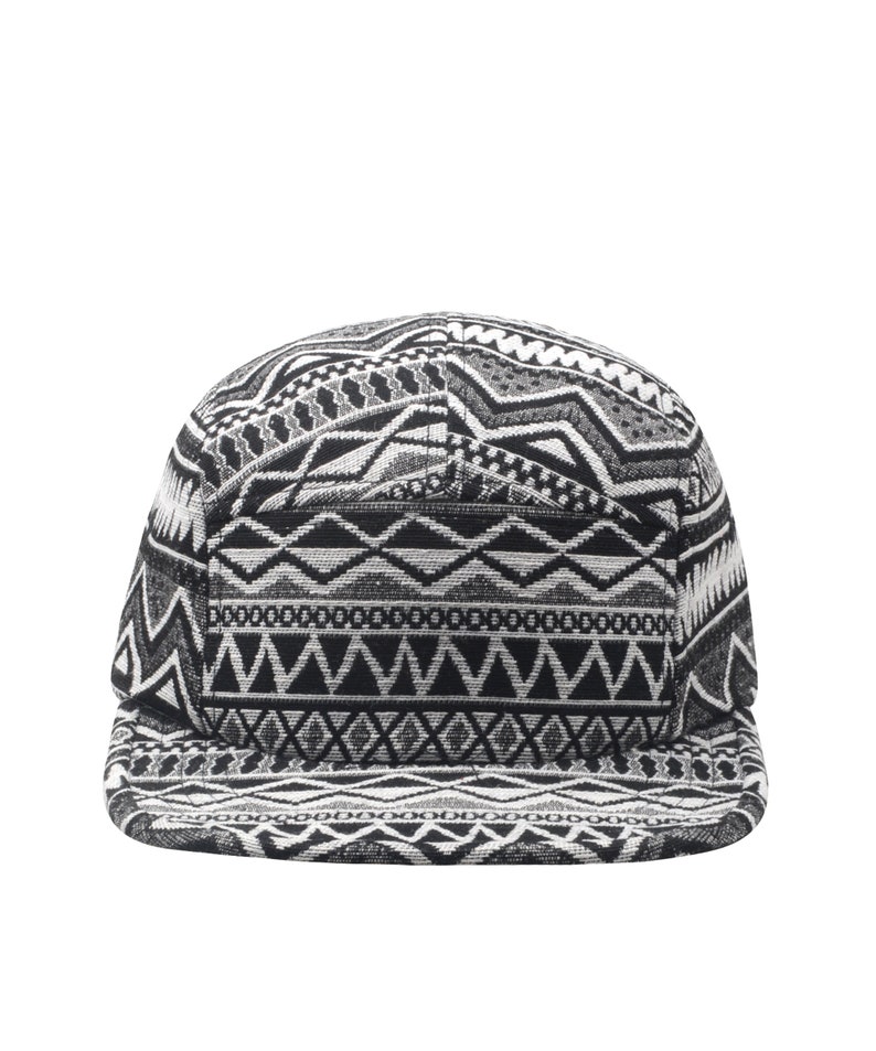 Hatphile Extra Large XL Patchwork Zigzag Jacquard 5 Panel Hat Camp Cap 7 1/2 60 cm Black XL