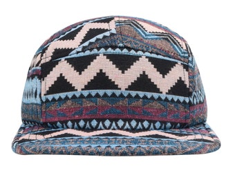 Hatphile - Casquette de camp en jacquard multicolore à motif natif 5 panneaux 7 1/4 58 cm Large