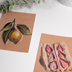 Impressions d'art pastel à l'huile de fruits