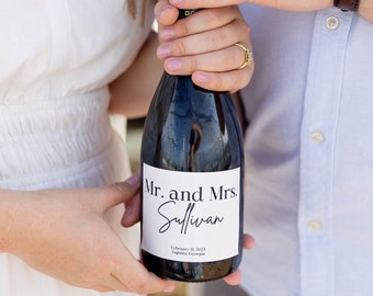 wedding day champagne labels || custom champagne labels for wedding day || engagement picture champagne label