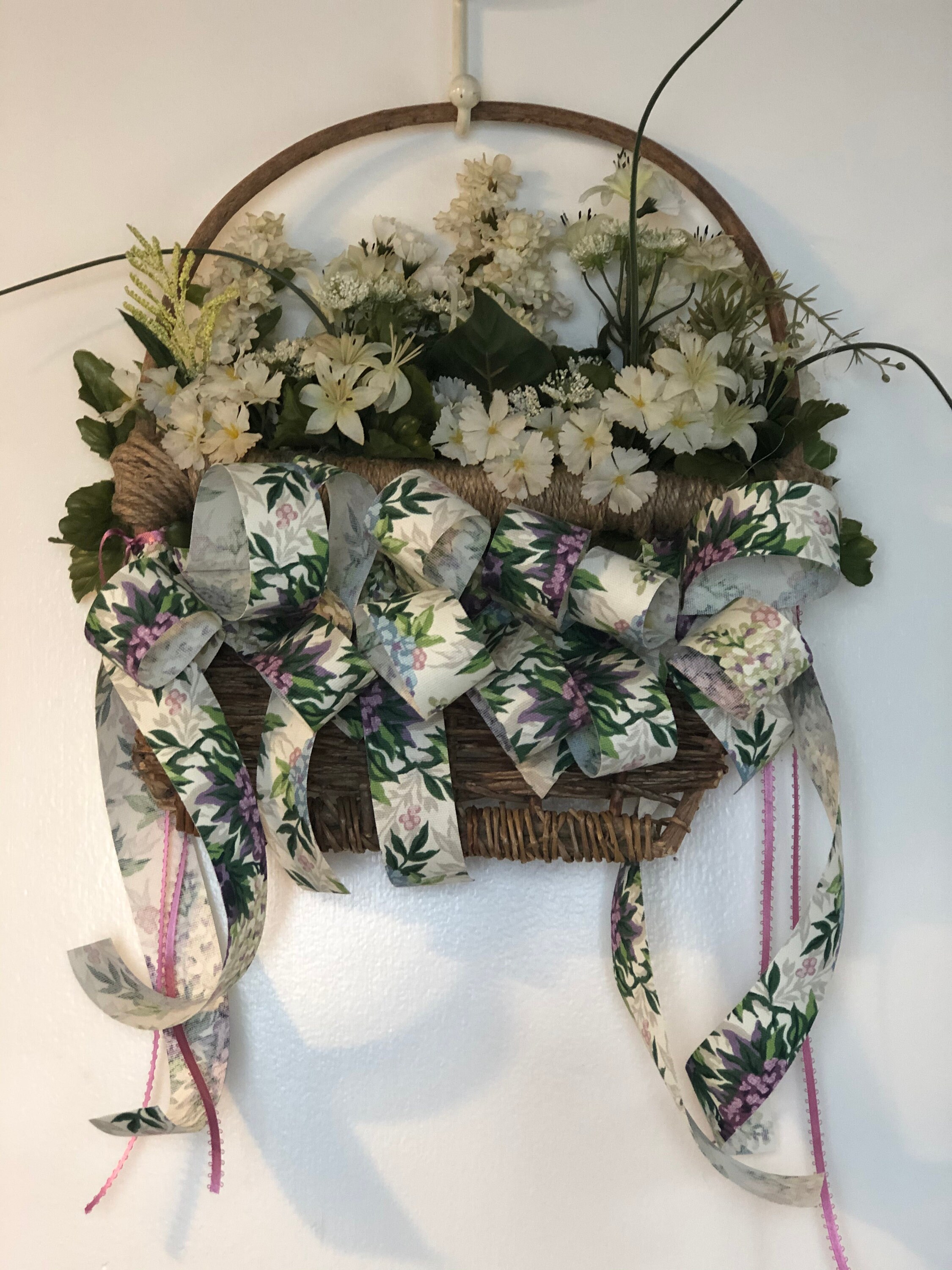 Wicker wreath basket door hanger Etsy